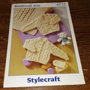 Baby Cardigans & Baby Blanket+ Knitting Leaflet Patterns (Stylecraft Aran #4772)